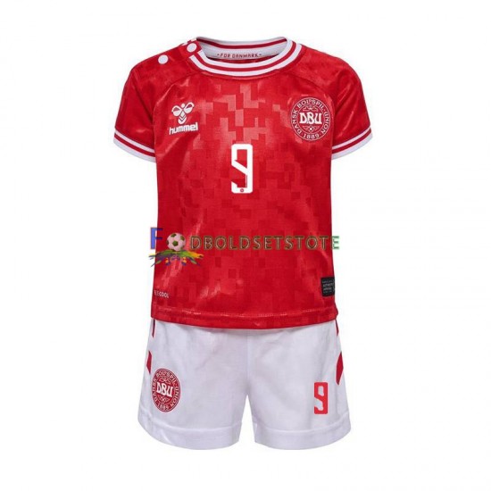 Danmark Trøje Hojlund 9 Hjemmebane Euro 2024 Kort ærmer ,Børn Fodboldsæt