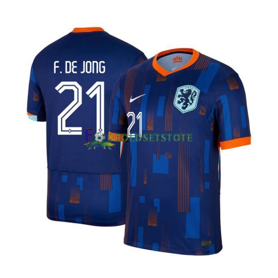 Holland Trøje Frenkie de Jong 21 Udebane Euro 2024 Kort ærmer ,Mænd Holland Trøje Frenkie de Jong 21 Udebane Euro 2024 Kort ærmer ,Mænd