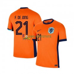 Holland Trøje Frenkie de Jong 21 Hjemmebane Euro 2024 Kort ærmer ,Mænd