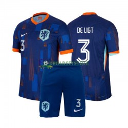 Holland Trøje Matthijs de Ligt 3 Udebane Euro 2024 Kort ærmer ,Børn Fodboldsæt