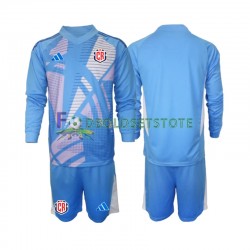 Costa Rica Trøje Blå Målmand Hjemmebane 2024 Lange ærmer ,Børn Fodboldsæt