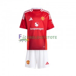 Manchester United Trøje Rød Hjemmebane 2024-2025 Kort ærmer ,Børn Fodboldsæt