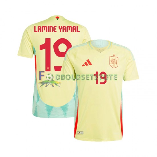 Spanien Trøje LAMINE YAMAL 19 Udebane Euro 2024 Kort ærmer ,Mænd