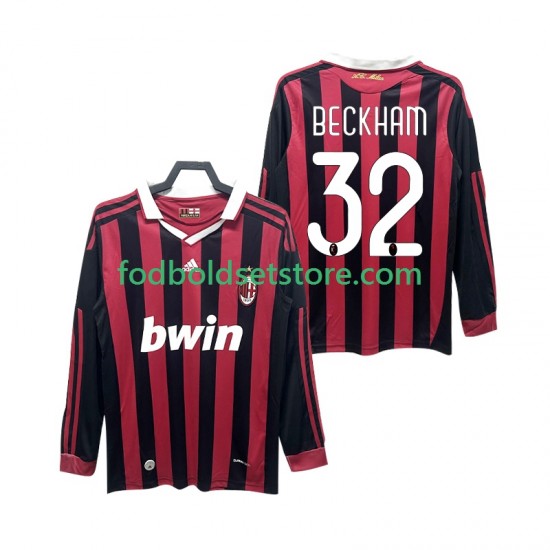 AC Milan Trøje BECKHAM 32 2009 Retro Hjemmebane 2010 Lange ærmer ,Mænd