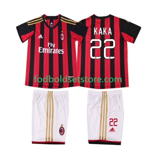AC Milan Trøje KAKA 22 2013 2014 Retro Hjemmebane Kort ærmer ,Børn Fodboldsæt