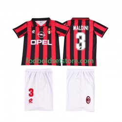 AC Milan Trøje MALDINI 3 1996 1997 Retro Hjemmebane Kort ærmer ,Børn Fodboldsæt