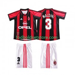 AC Milan Trøje MALDINI 3 Retro Hjemmebane 1998 1999 Kort ærmer ,Børn Fodboldsæt