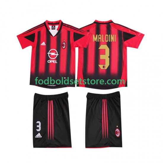 AC Milan Trøje MALDINI 3 2005 Retro Hjemmebane 2004 Kort ærmer ,Børn Fodboldsæt