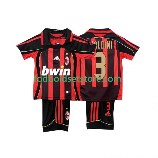 AC Milan Trøje MALDINI 3 2007 Retro Hjemmebane 2006 Kort ærmer ,Børn Fodboldsæt