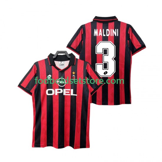 AC Milan Trøje MALDINI 3 1995 1996 Retro Hjemmebane Kort ærmer ,Mænd