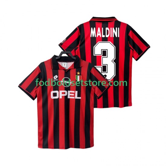 AC Milan Trøje MALDINI 3 1996 1997 Retro Hjemmebane Kort ærmer ,Mænd