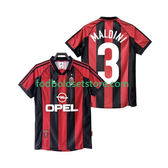 AC Milan Trøje MALDINI 3 Retro Hjemmebane 1998 1999 Kort ærmer ,Mænd