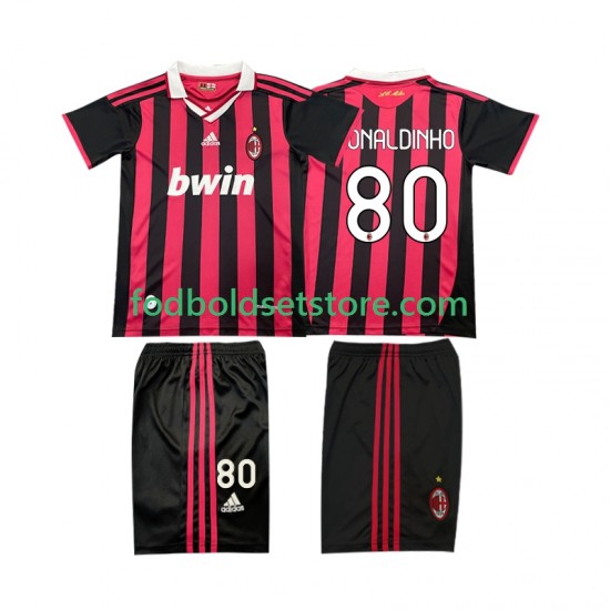 AC Milan Trøje RONALDINHO 80 2009 Retro Hjemmebane 2010 Kort ærmer ,Børn Fodboldsæt