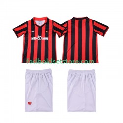 AC Milan Trøje 1990 1991 Retro Hjemmebane Kort ærmer ,Børn Fodboldsæt