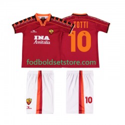 AS Roma Trøje TOTTI 10 Retro Hjemmebane 1998 1999 Kort ærmer ,Børn Fodboldsæt