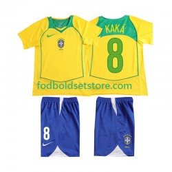 Brasilien Trøje KAKA 8 Retro Hjemmebane 2004 Kort ærmer ,Børn Fodboldsæt