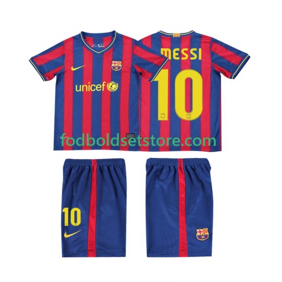 FC Barcelona Trøje Lionel Messi 10 2009 Retro Hjemmebane 2010 Kort ærmer ,Børn Fodboldsæt