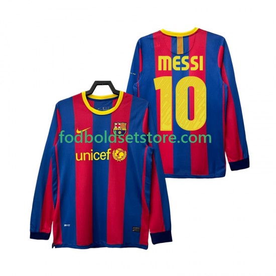 FC Barcelona Trøje Lionel Messi 10 Retro Hjemmebane 2011 2010 Lange ærmer ,Mænd