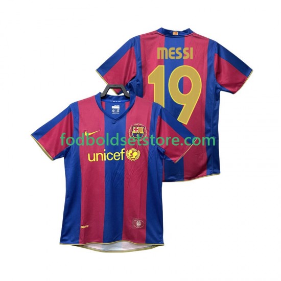 FC Barcelona Trøje Lionel Messi 19 2007 Retro Hjemmebane 2008 Kort ærmer ,Mænd