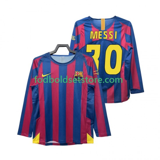 FC Barcelona Trøje Lionel Messi 30 Champions League 2005 Retro Hjemmebane 2006 Lange ærmer ,Mænd