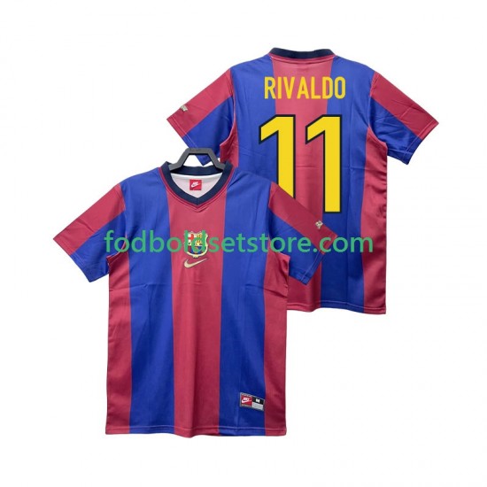FC Barcelona Trøje RIVALDO 11 Retro Hjemmebane 1998 1999 Kort ærmer ,Mænd
