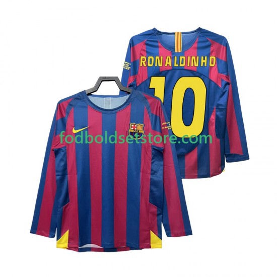 FC Barcelona Trøje RONALDINHO 10 Champions League 2005 Retro Hjemmebane 2006 Lange ærmer ,Mænd