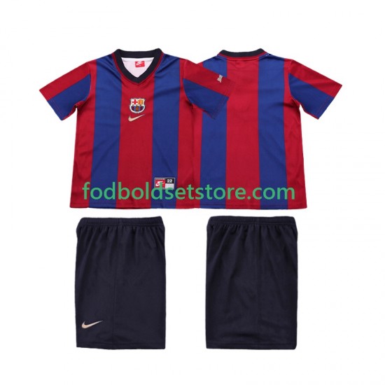 FC Barcelona Trøje Retro Hjemmebane 1998 1999 Kort ærmer ,Børn Fodboldsæt