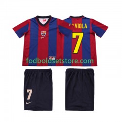 FC Barcelona Trøje SAVIOLA 7 Retro Hjemmebane 1998 1999 Kort ærmer ,Børn Fodboldsæt