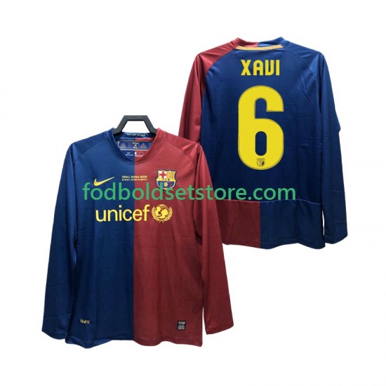 FC Barcelona Trøje XAVI 6 Champions League 2009 Retro Hjemmebane 2008 Lange ærmer ,Mænd