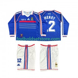 Frankrig Trøje Henry 12 Retro Hjemmebane 1998 Lange ærmer ,Børn Fodboldsæt