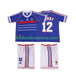 Frankrig Trøje Henry 12 Retro Hjemmebane 1998 Kort ærmer ,Børn Fodboldsæt