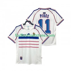 Frankrig Trøje PIRES 11 Retro Udebane 1998 Kort ærmer ,Mænd