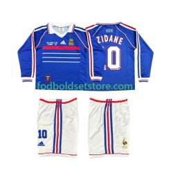 Frankrig Trøje ZINANE 10 Retro Hjemmebane 1998 Lange ærmer ,Børn Fodboldsæt