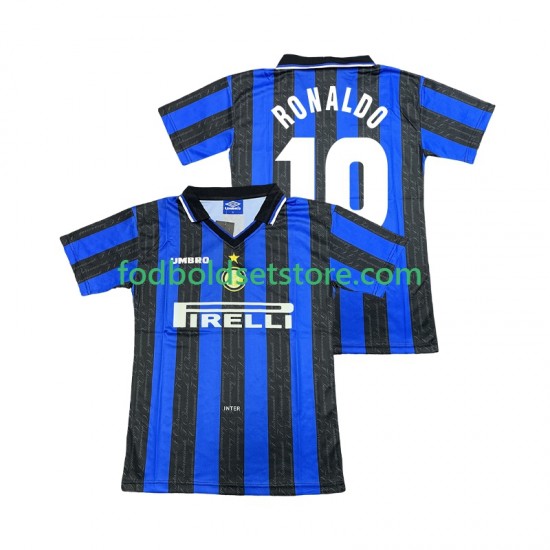 Inter Milan Trøje Ronaldo 10 1997 Retro Hjemmebane 1998 Kort ærmer ,Mænd