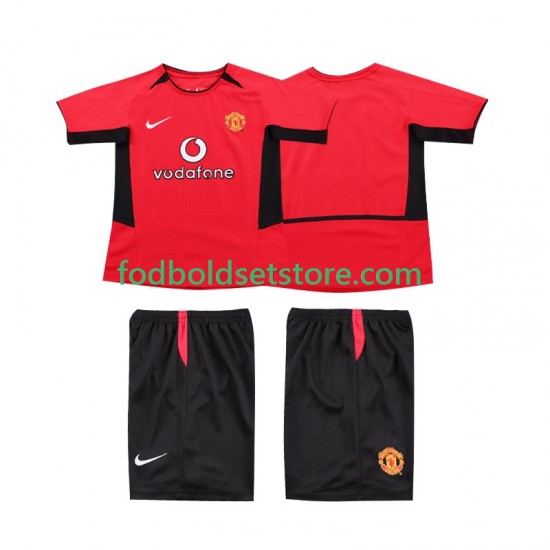 Manchester United Trøje Retro Hjemmebane 2004 2002 Kort ærmer ,Børn Fodboldsæt