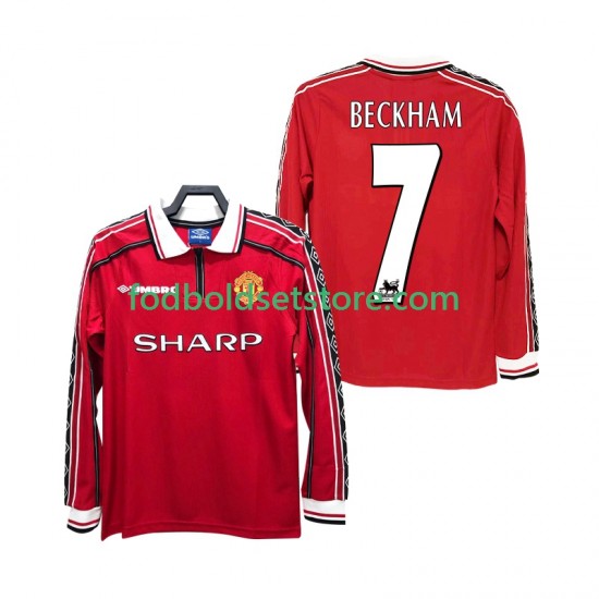 Manchester United Trøje BECKHAM 7 Retro Hjemmebane 1998 1999 Lange ærmer ,Mænd