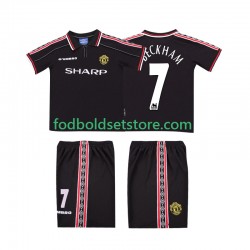 Manchester United Trøje Beckham 7 Retro Udebane 1998 1999 Kort ærmer ,Børn Fodboldsæt