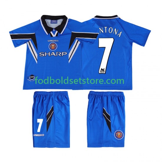 Manchester United Trøje CONTONA 7 1996 Retro 3. Valg 1998 Kort ærmer ,Børn Fodboldsæt