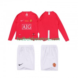 Manchester United Trøje Premier League 2009 Retro Hjemmebane 2008 Lange ærmer ,Børn Fodboldsæt