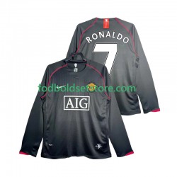 Manchester United Trøje Critstiano Ronaldo 7 2007 Retro Udebane 2008 Lange ærmer ,Mænd