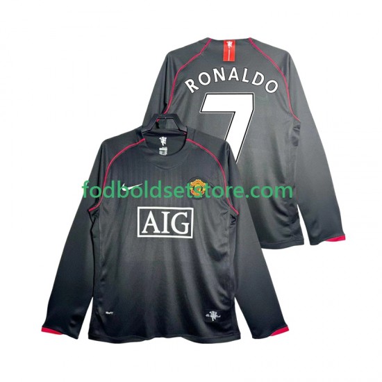 Manchester United Trøje Critstiano Ronaldo 7 2007 Retro Udebane 2008 Lange ærmer ,Mænd