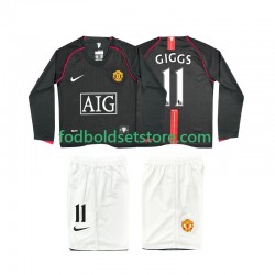 Manchester United Trøje GIGGS 11 2007 Retro Udebane 2008 Lange ærmer ,Børn Fodboldsæt