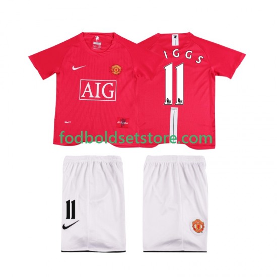 Manchester United Trøje GIGGS 11 Premier League 2007 Retro Hjemmebane 2008 Kort ærmer ,Børn Fodboldsæt