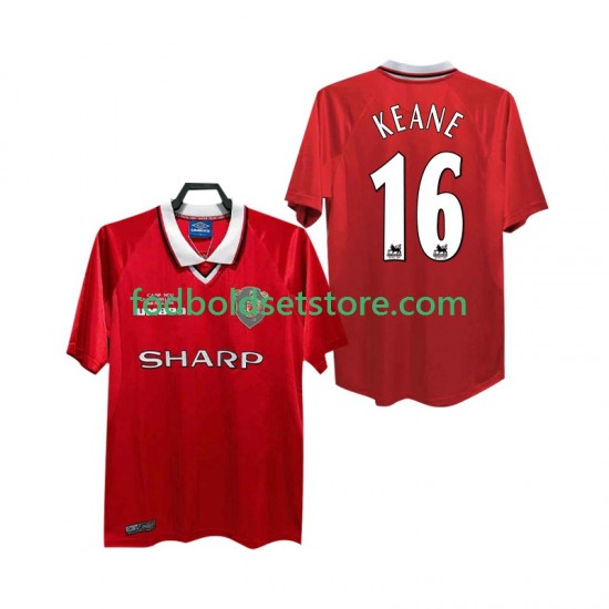 Manchester United Trøje Keane 16 2000 Retro Hjemmebane 1999 Kort ærmer ,Mænd