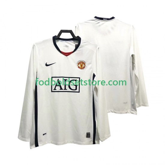 Manchester United Trøje Premier League 2009 Retro Udebane 2008 Lange ærmer ,Mænd