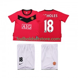 Manchester United Trøje SCHOLES 18 2009 Retro Hjemmebane 2010 Kort ærmer ,Børn Fodboldsæt