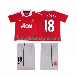 Manchester United Trøje SCHOLES 18 Retro Hjemmebane 2011 2010 Kort ærmer ,Børn Fodboldsæt