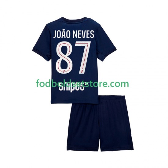 Paris Saint-Germain Trøje Joao Neves 87 Hjemmebane 2025-2026 Kort ærmer ,Børn Fodboldsæt