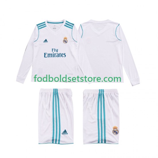 Real Madrid Trøje 2017 2018 Retro Hjemmebane Lange ærmer ,Børn Fodboldsæt