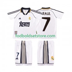 Real Madrid Trøje RAUL 7 2000 Retro Hjemmebane 1998 Kort ærmer ,Børn Fodboldsæt